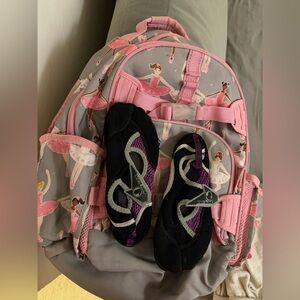 Pottery Barn Kids Pink and Gray Backpack with Pink Trim